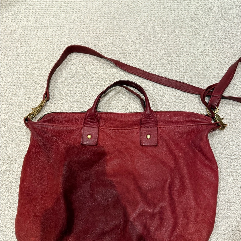 Clare V Deep Red Leather Messenger Bag - Picture 2 of 9